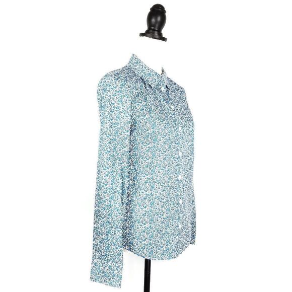 Court & Rowe Blue Sweet Ditsy Fields Print Floral Button Up Shirt - Picture 5 of 11